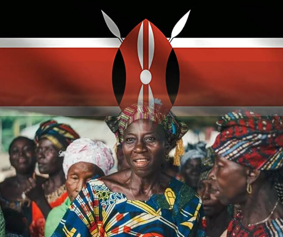 Group of Swahili women, Swahili flag
